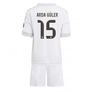 Fotbalové Dres Real Madrid Arda Guler #15 Dětské Domácí Oblečení 2025-26 Krátký Rukáv (+ trenýrky)